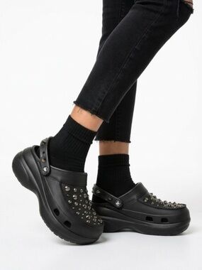 Bae Black Studded Crocs size 8  NWT